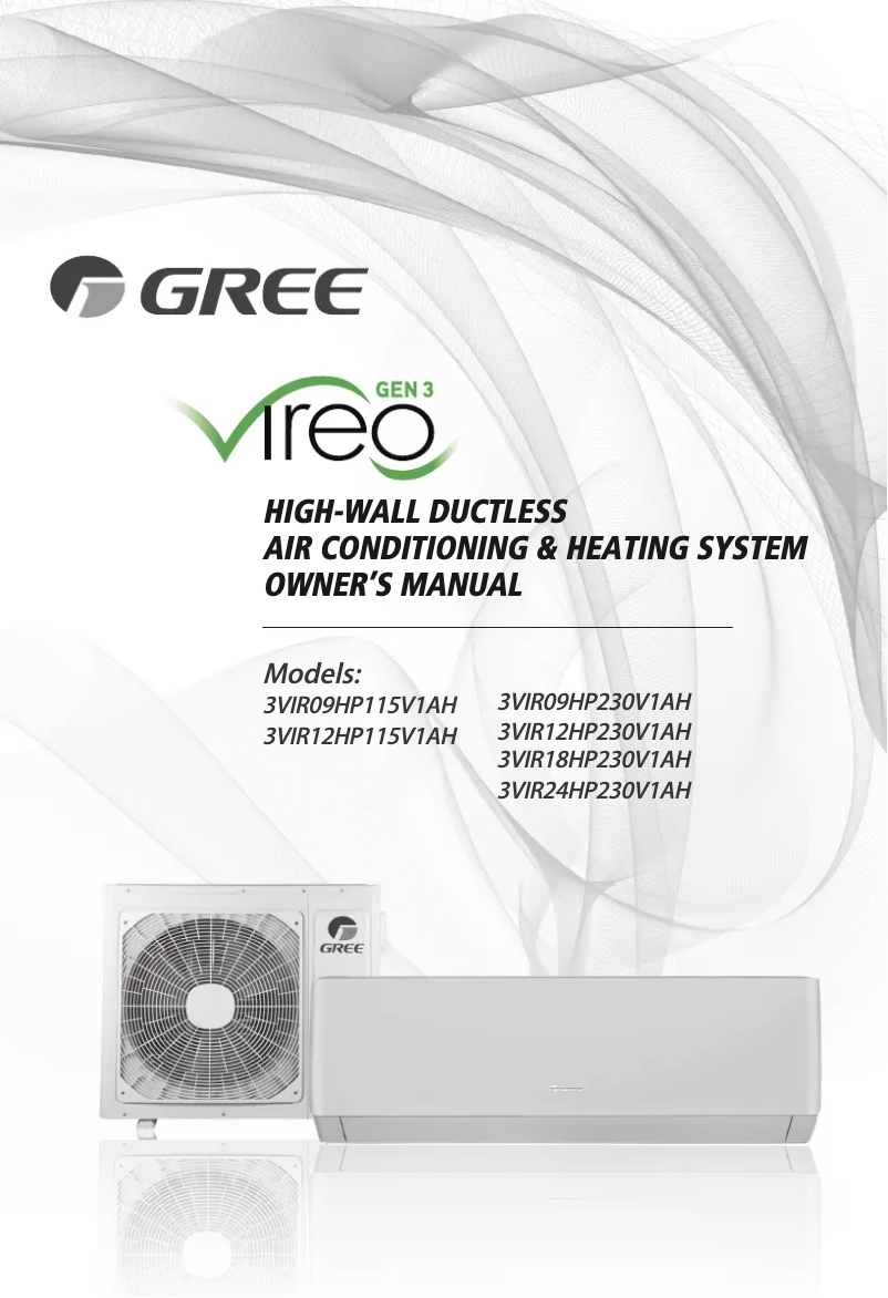 Page 1 de la notice Manuel utilisateur Gree 3VIR09HP230V1AH