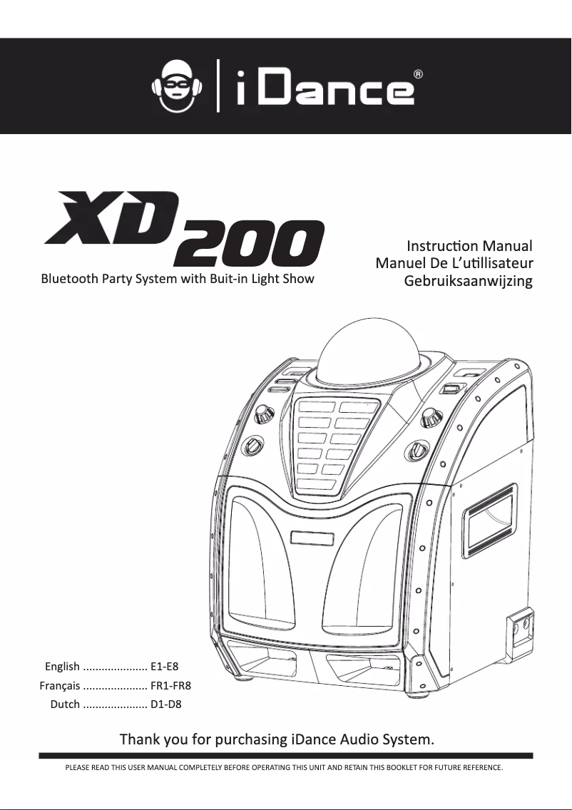 Image de la première page du manuel de l'appareil Party Speaker XD200