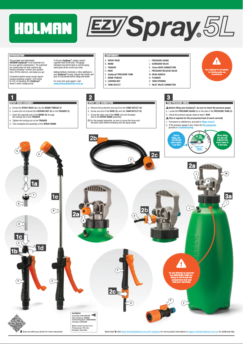 Página 1 del manual Manual de usuario Holman EzySpray 5L