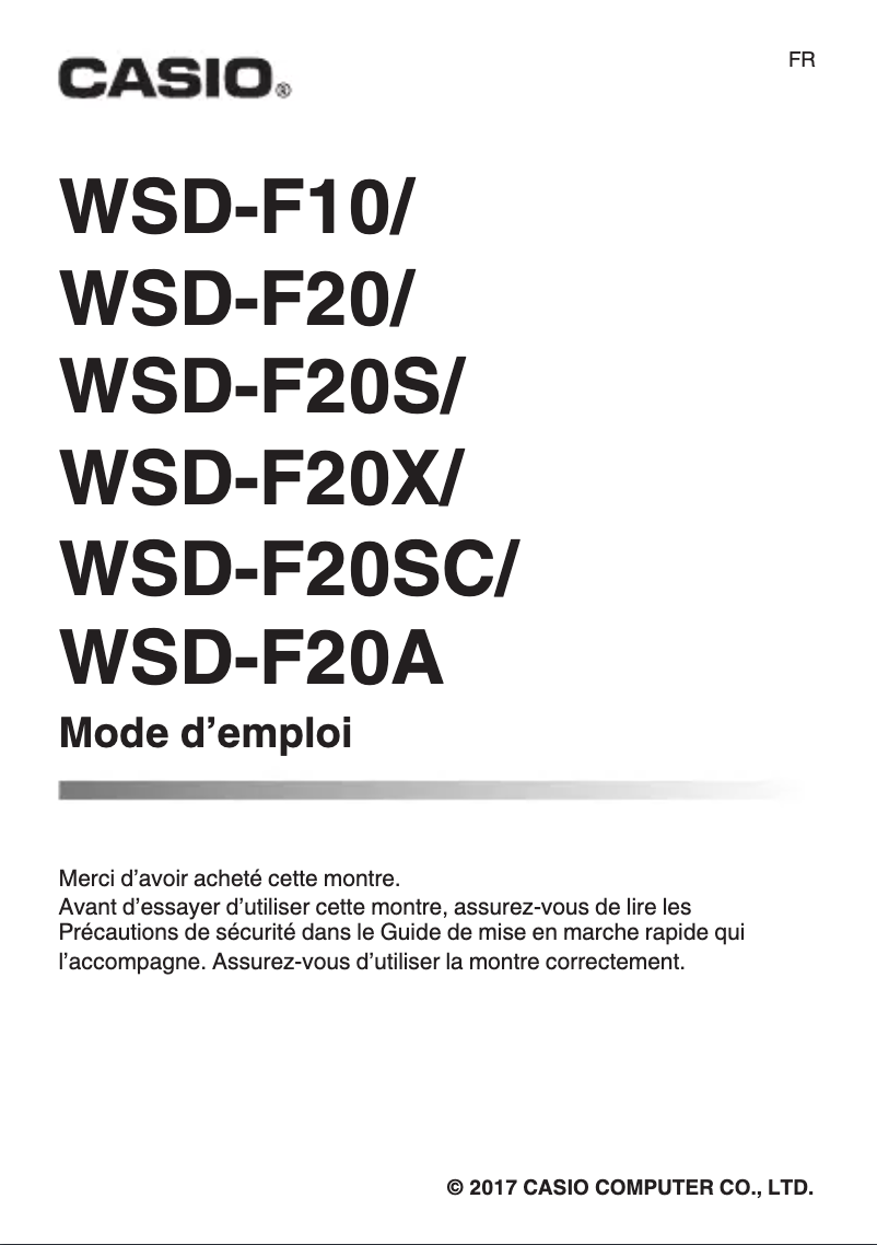 Page 1 de la notice Manuel utilisateur Casio Pro Trek Smart WSD-F20S