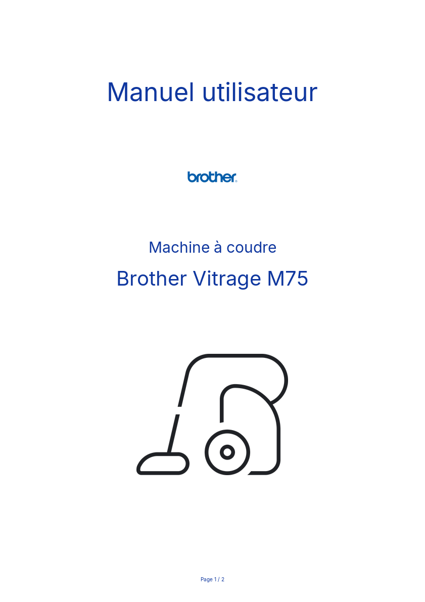 Page n°1 - Manuel utilisateur Brother Vitrage M75
