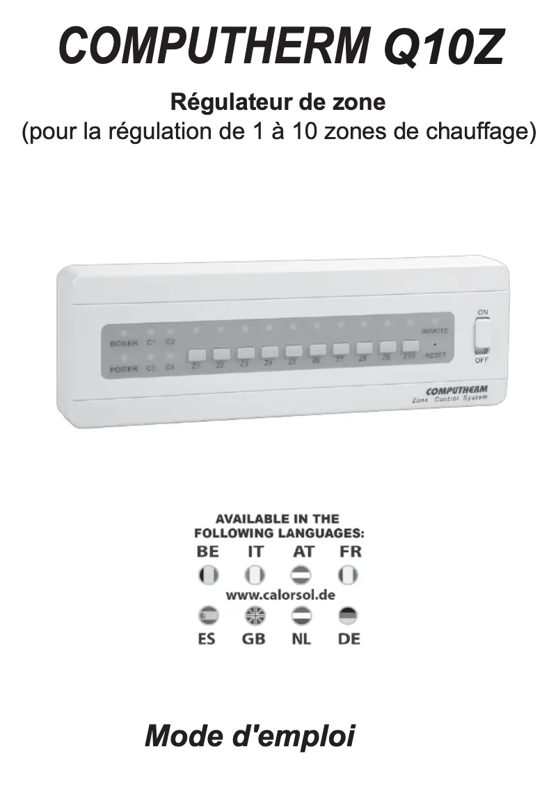 Image de la première page du manuel de l'appareil Q10Z