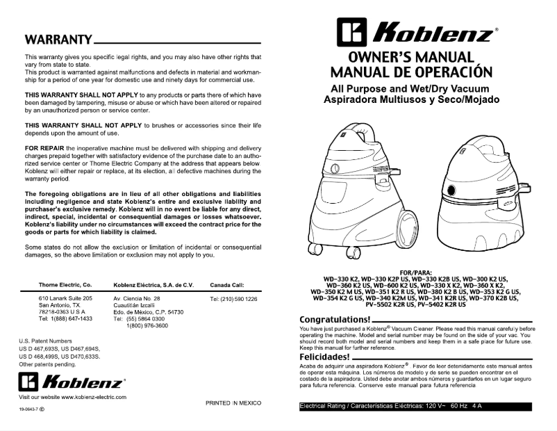 Page 1 de la notice Manuel utilisateur Koblenz WD-351 K2 R US