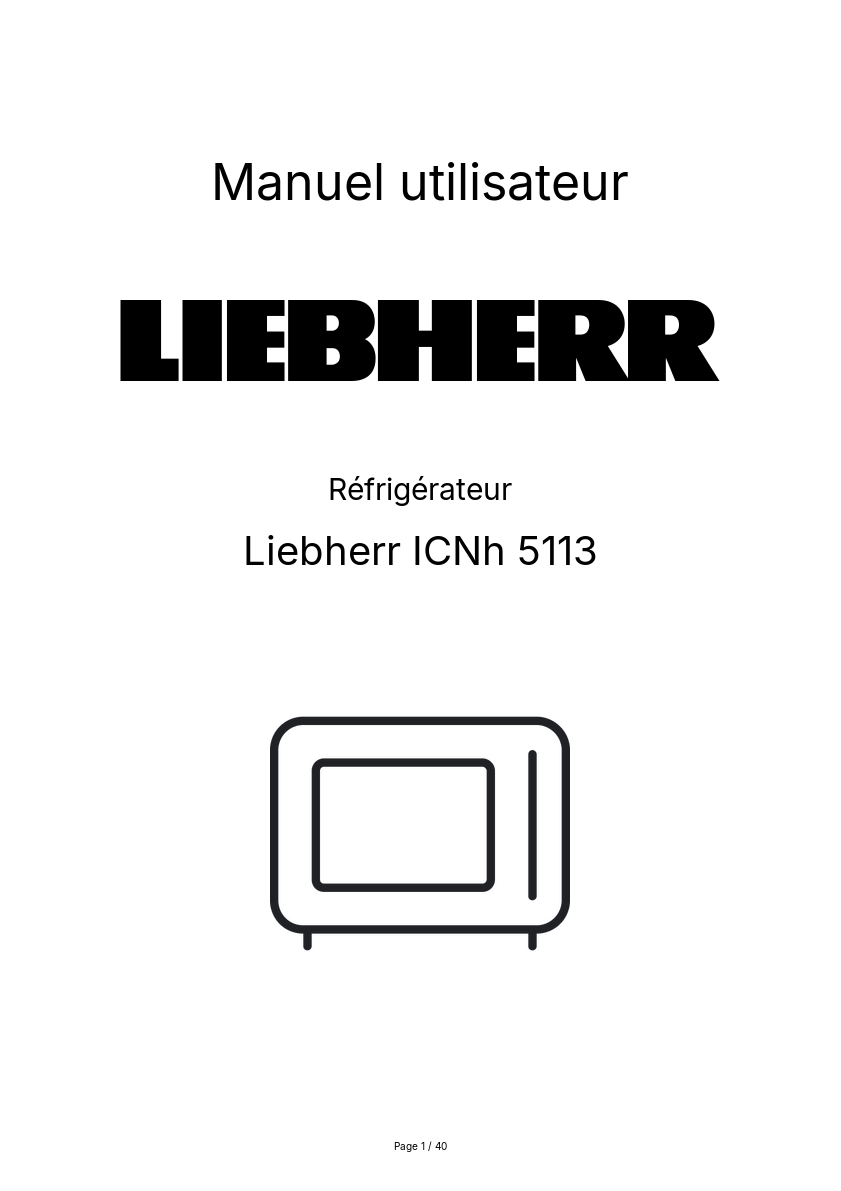 Page n°1 - Manuel utilisateur Liebherr ICNh 5113