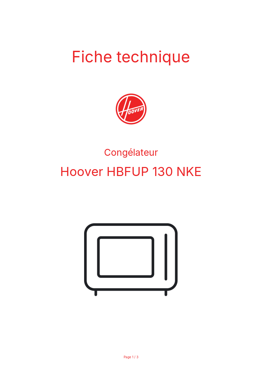 Image de la première page du manuel de l'appareil HBFUP 130 NKE