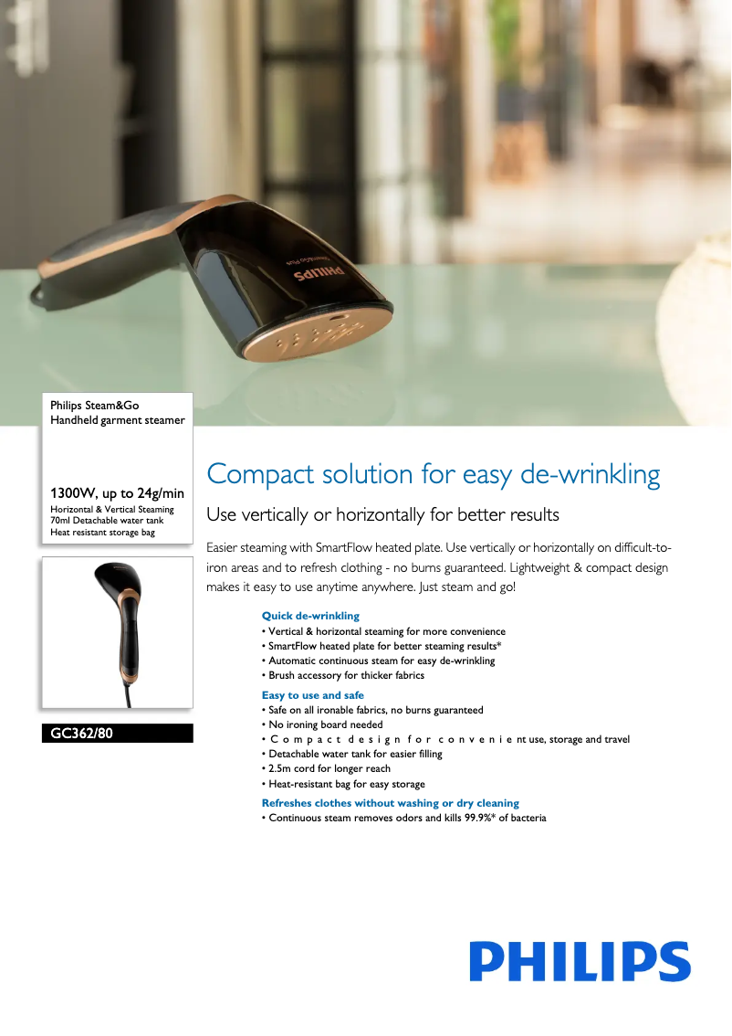 Imagen de la primera página del manual del dispositivo Steam&Go GC362