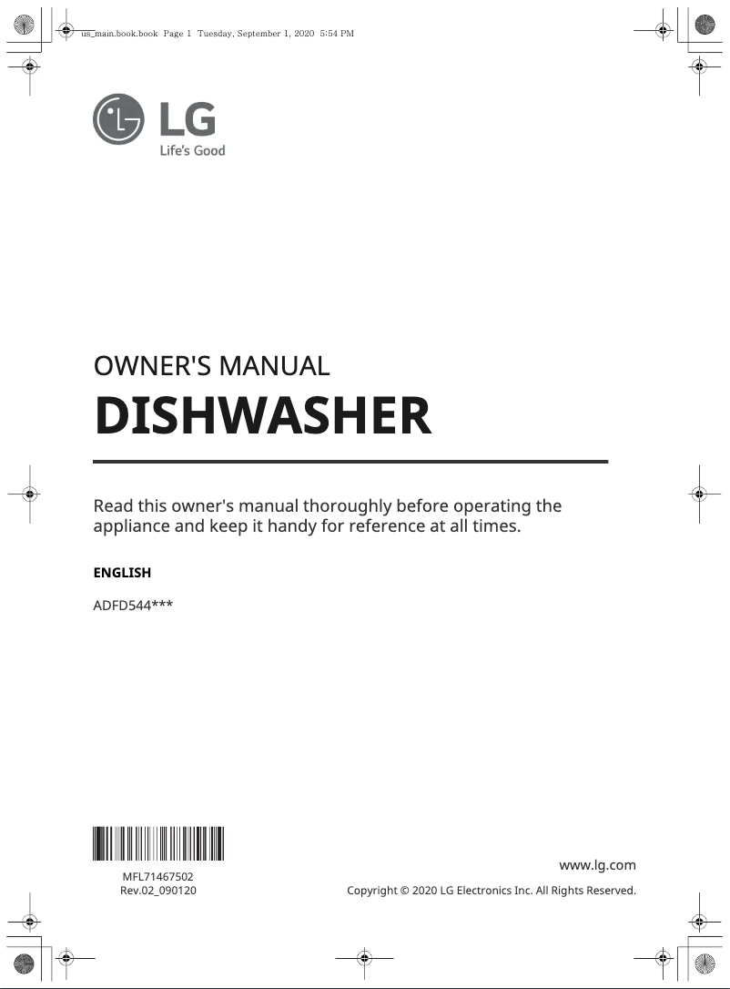 Page 1 de la notice Manuel utilisateur LG ADFD5448AT
