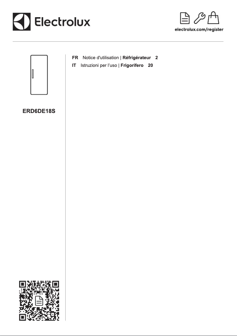 Page 1 de la notice Manuel utilisateur Electrolux ERD6DE18S