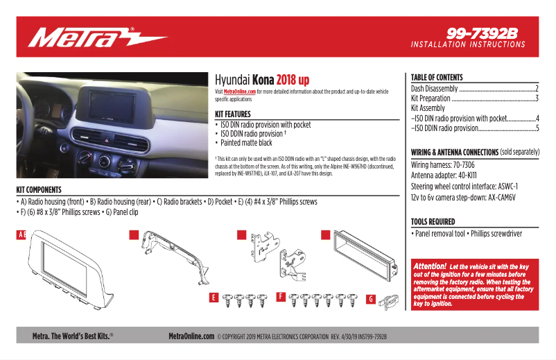 Page n°1 - Mode d'emploi Metra 99-7392B