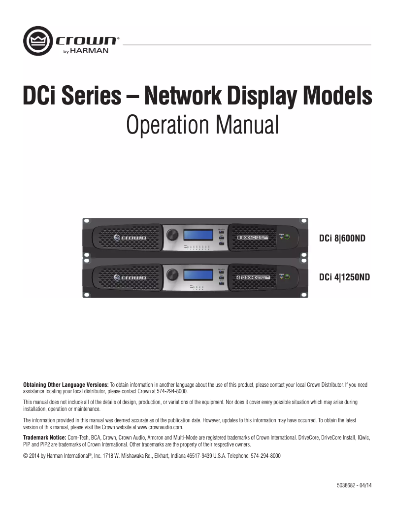 Image de la première page du manuel de l'appareil DriveCore Install 8|600ND