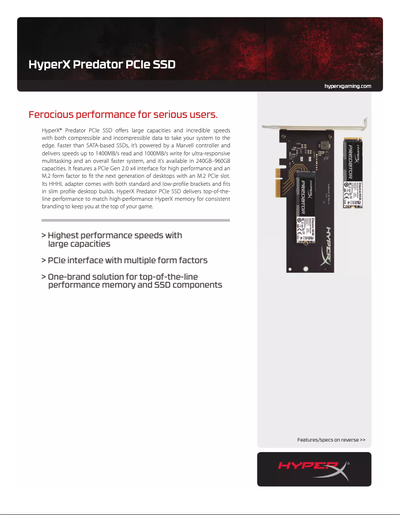 Image de la première page du manuel de l'appareil HyperX Predator