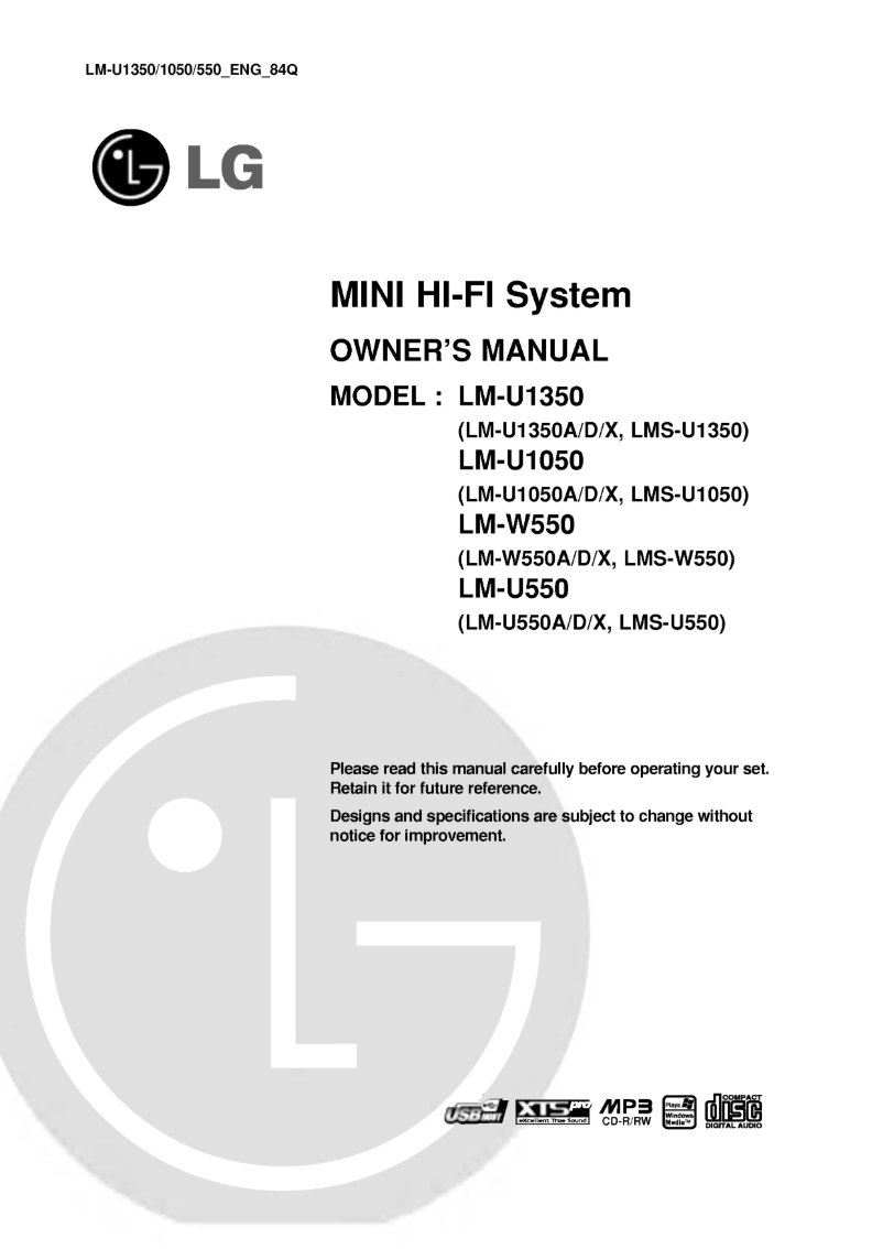 Page 1 de la notice Manuel utilisateur LG LM-U1350D