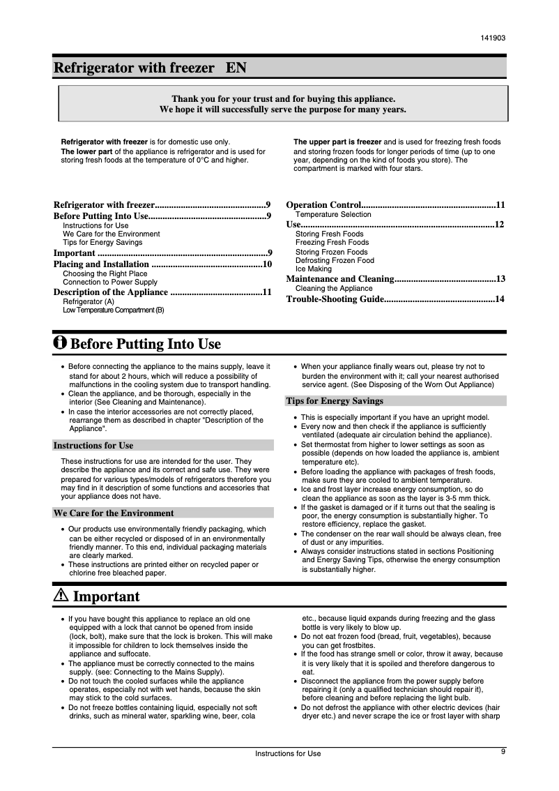 Page n°1 - Manuel utilisateur Gorenje R2746OPLB