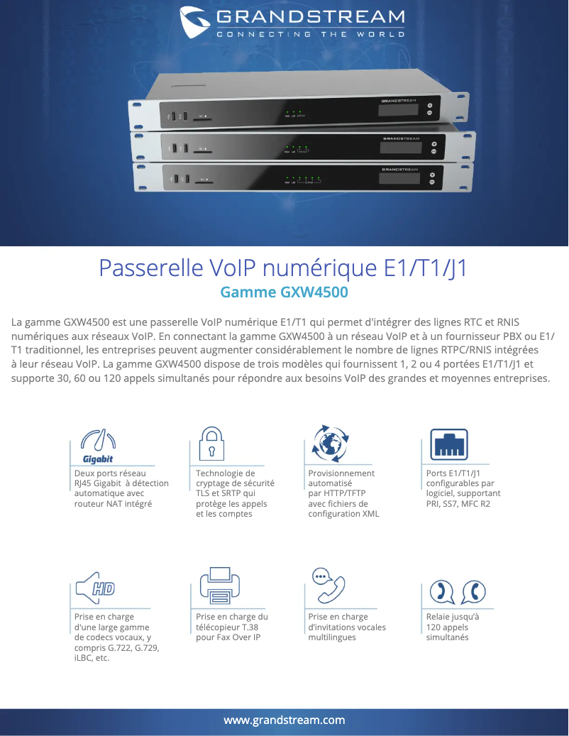 Page n°1 - Fiche technique Grandstream GXW4500
