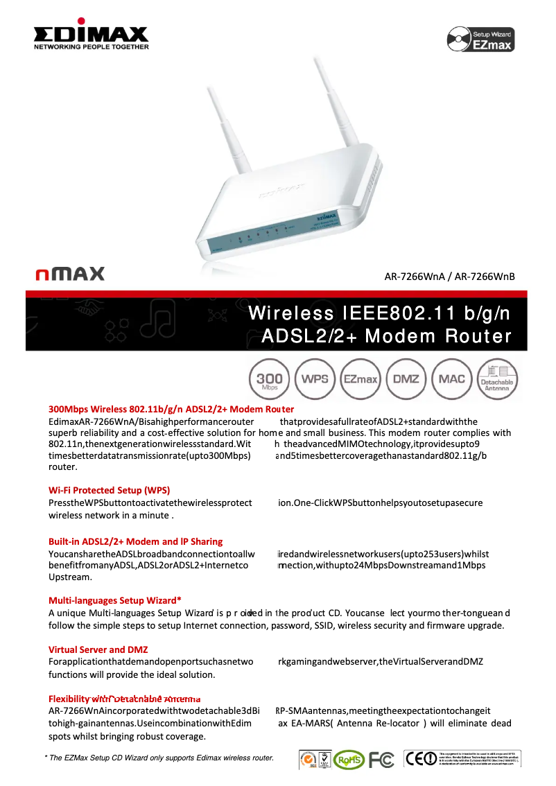 Página 1 del manual Ficha técnica Edimax AR-7266WNB