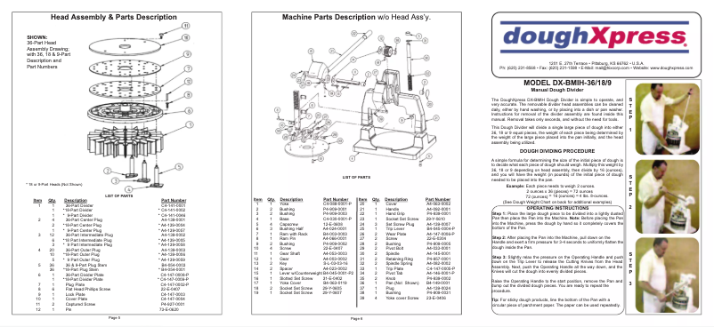 Page n°1 - Manuel utilisateur DoughXpress DX-BMIH-18/36