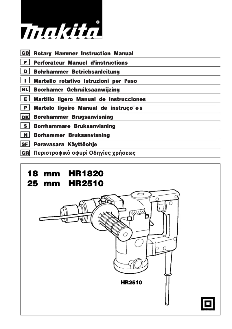 Page 1 de la notice Manuel utilisateur Makita HR2520