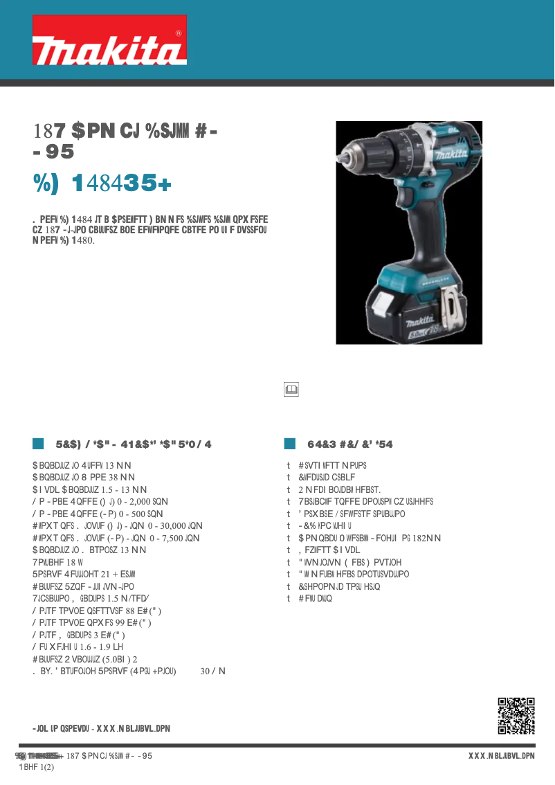 Page 1 de la notice Fiche technique Makita DHP484RTJ