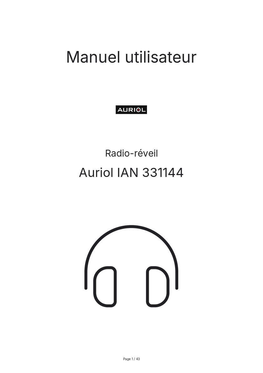Page n°1 - Manuel utilisateur Auriol IAN 331144