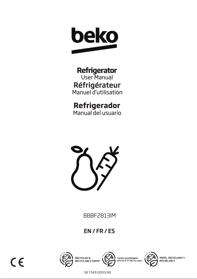 Page 1 de la notice Manuel utilisateur Beko BBBF2813IM