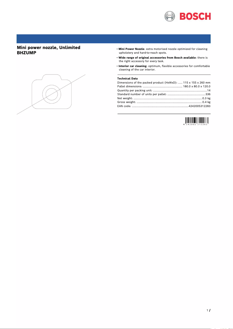 Page n°1 - Manuel utilisateur Bosch BHZUMP