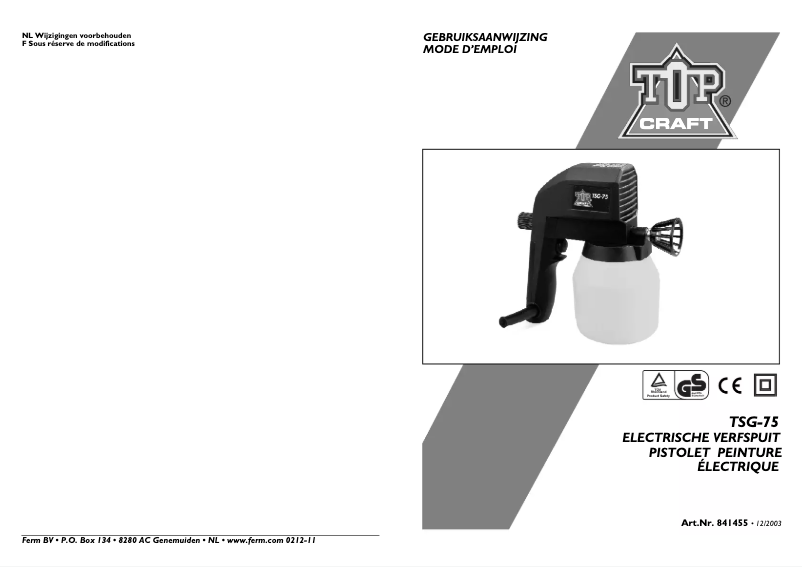 Page 1 de la notice Manuel utilisateur Topcraft TSG-75