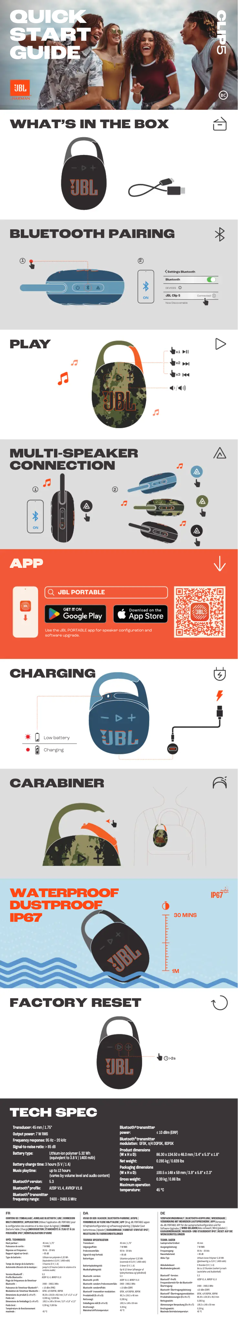 Page 1 de la notice Manuel utilisateur JBL Clip 5