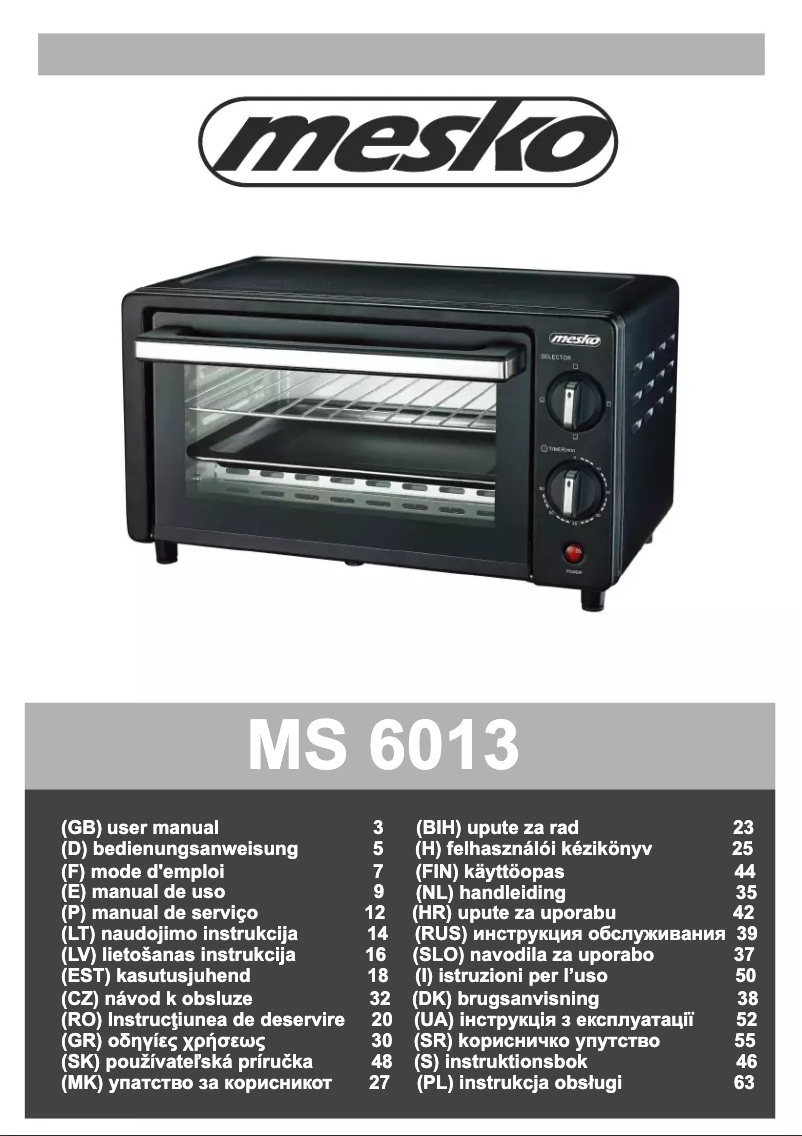 Page n°1 - Manuel utilisateur Mesko MS 6013