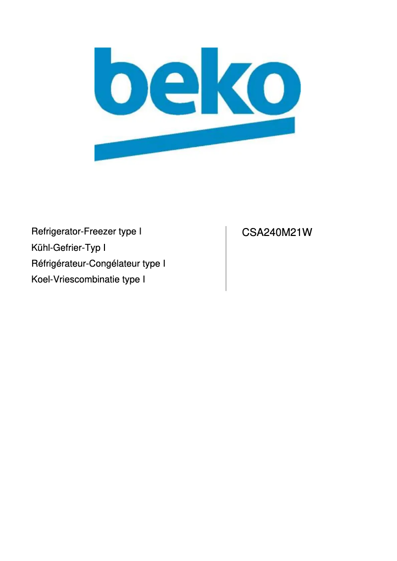 Page 1 de la notice Manuel utilisateur Beko CSA240M21W