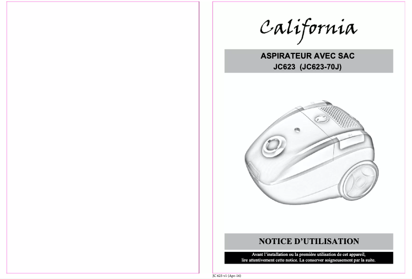 Image de la première page du manuel de l'appareil JC623