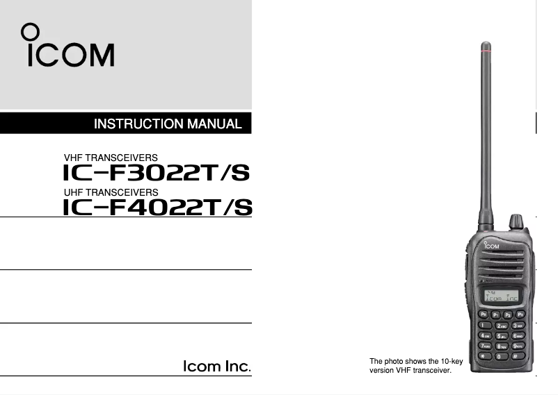 Image de la première page du manuel de l'appareil IC-F3022T