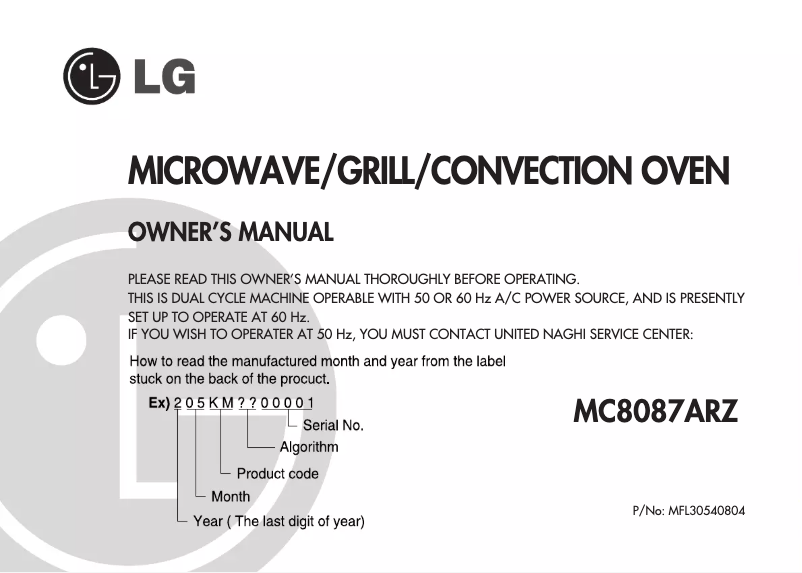 Image de la première page du manuel de l'appareil MC8087ARZ