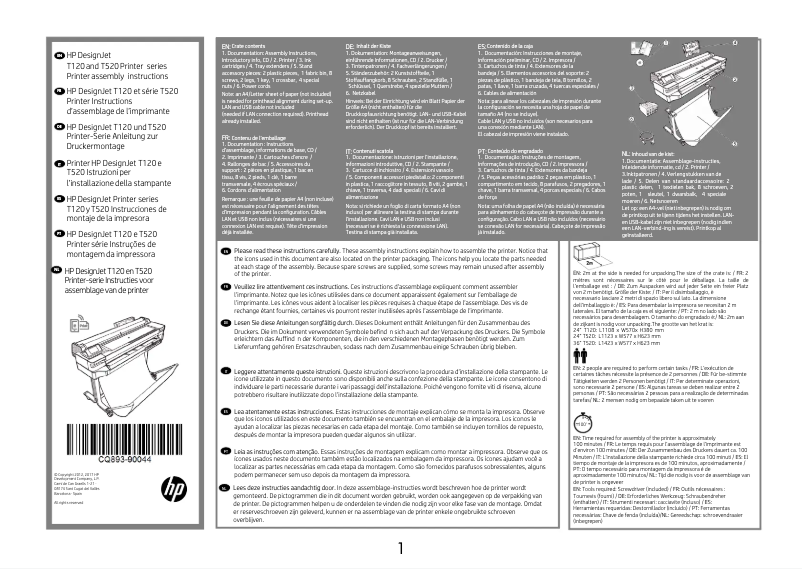 Page n°1 - Instructions / montage HP Designjet T120