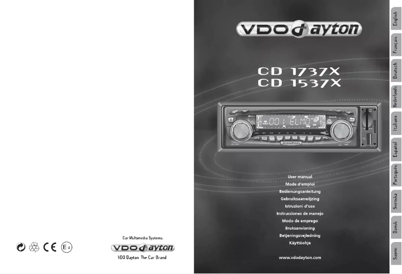 Page n°1 - Manuel utilisateur VDO Dayton CD 1737 X