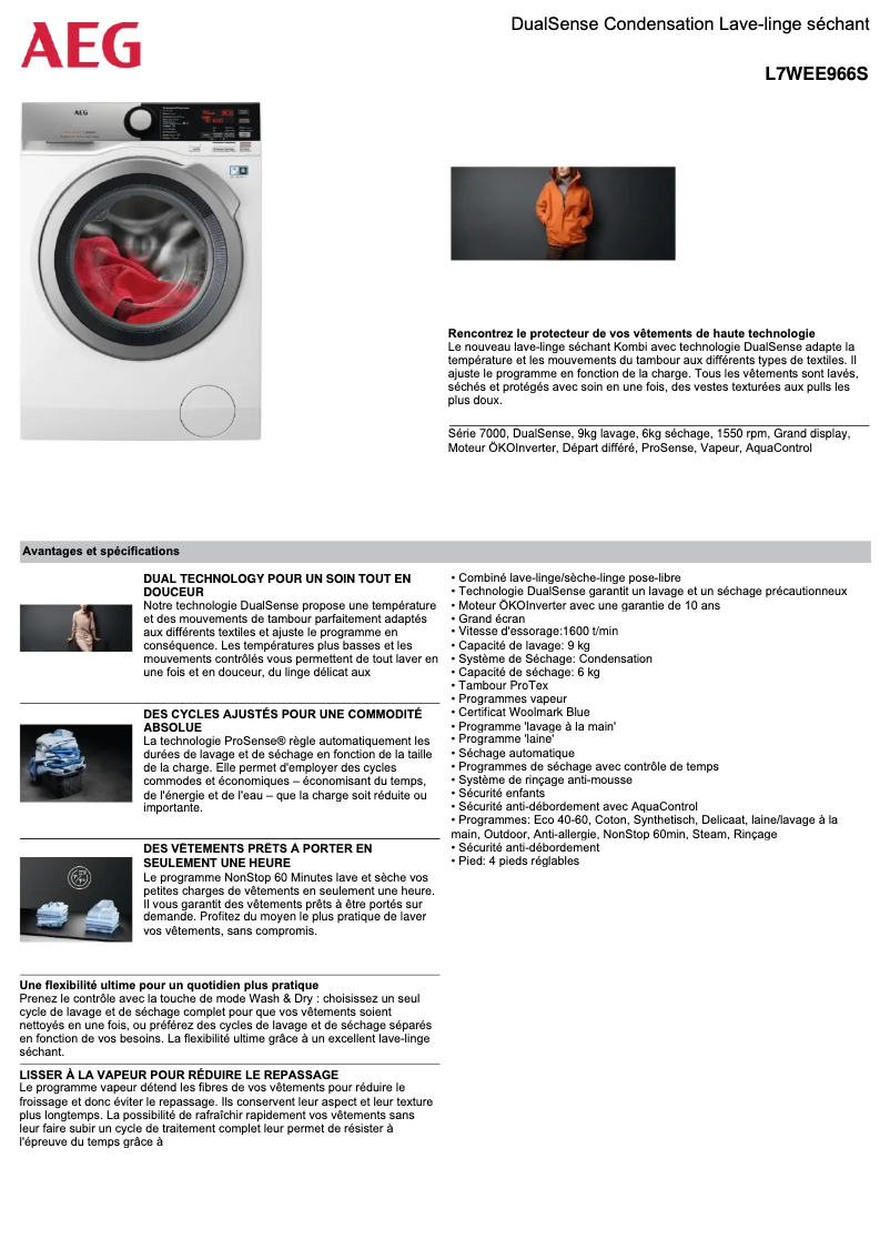 Image de la première page du manuel de l'appareil L7WEE966S