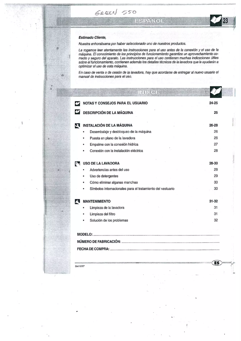 Page 1 de la notice Manuel utilisateur Rommer Green 550