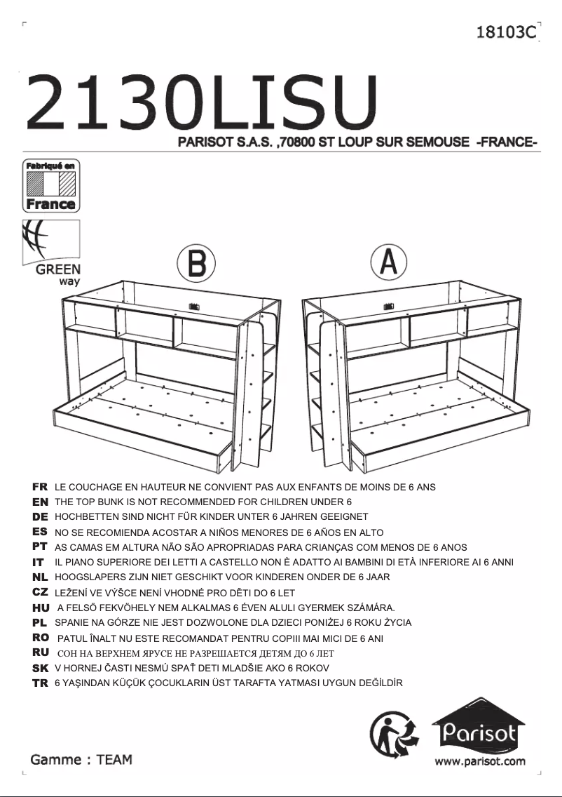 Image de la première page du manuel de l'appareil Team 2 130LISU