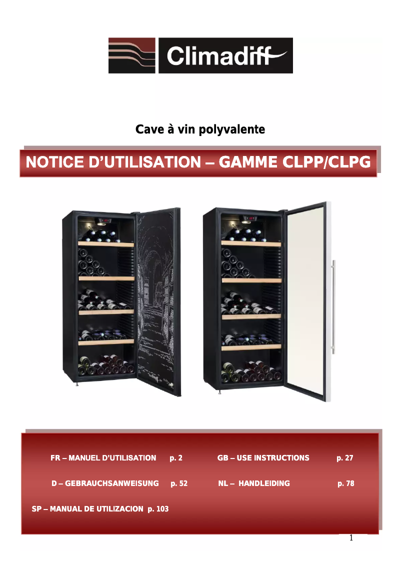 Page n°1 - Manuel utilisateur Climadiff CLPP137
