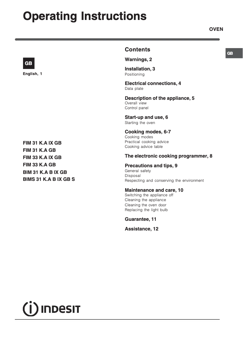 Image de la première page du manuel de l'appareil FIM 31 KA BK