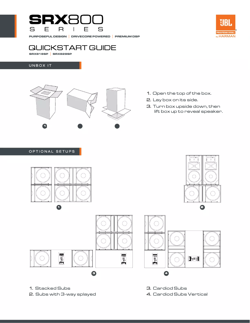 Page n°1 - Guide de démarrage rapide JBL SRX818SP