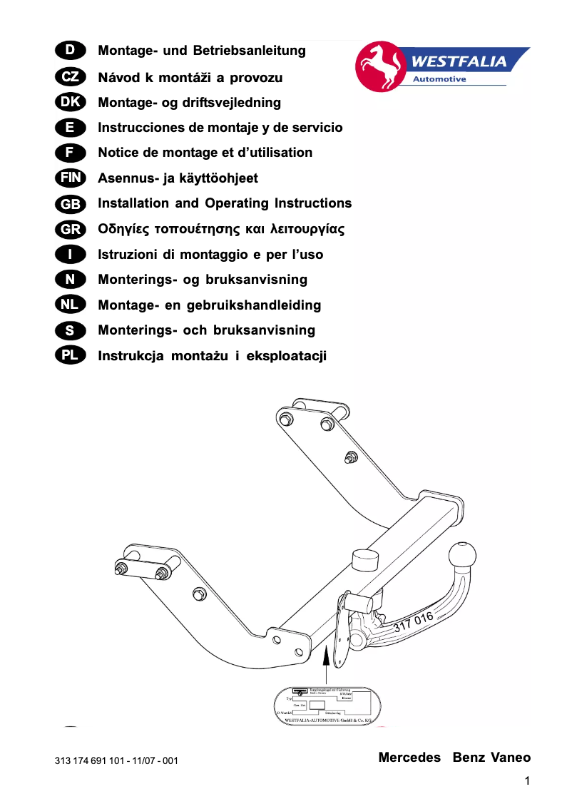 Página 1 del manual Manual de usuario Westfalia 313174