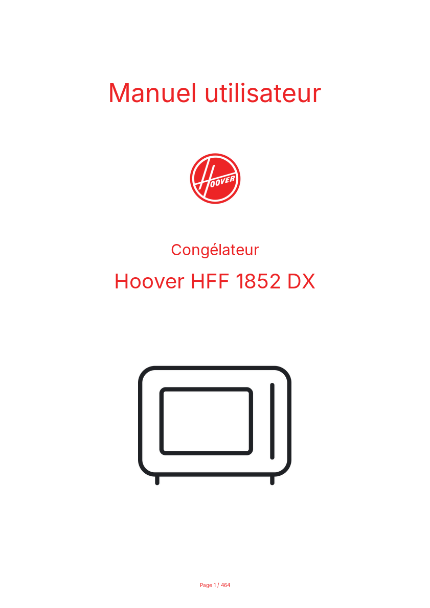 Page n°1 - Manuel utilisateur Hoover HFF 1852 DX