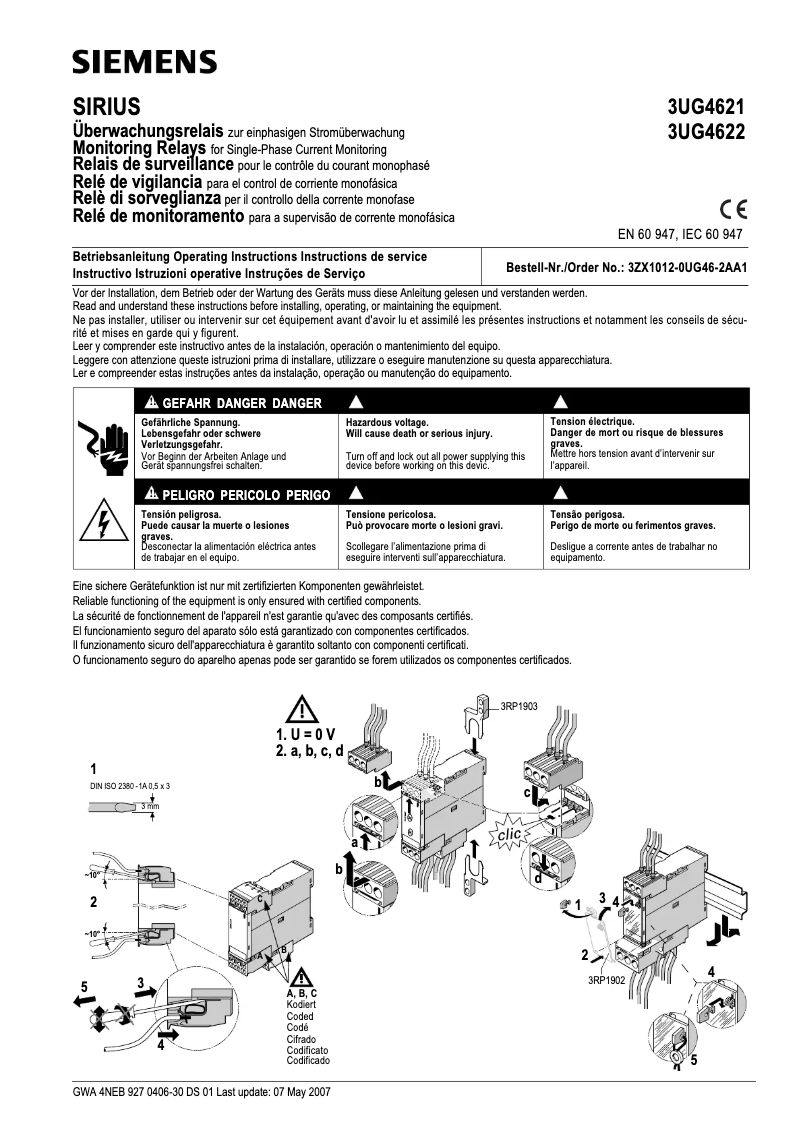 Page 1 de la notice Manuel utilisateur Siemens 3UG4622