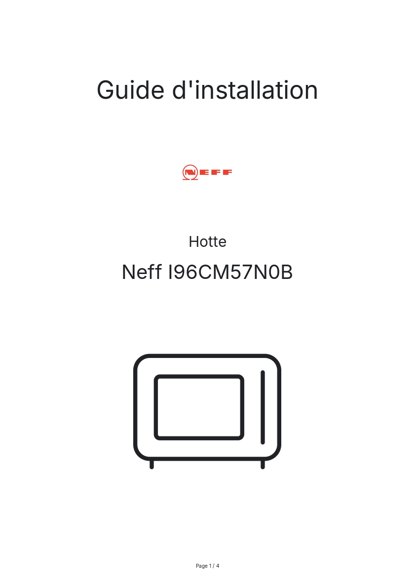 Page n°1 - Guide d'installation Neff I96CM57N0B