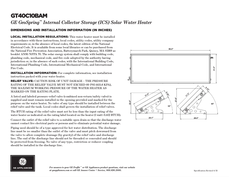 Image de la première page du manuel de l'appareil GeoSpring GT40C10BAM