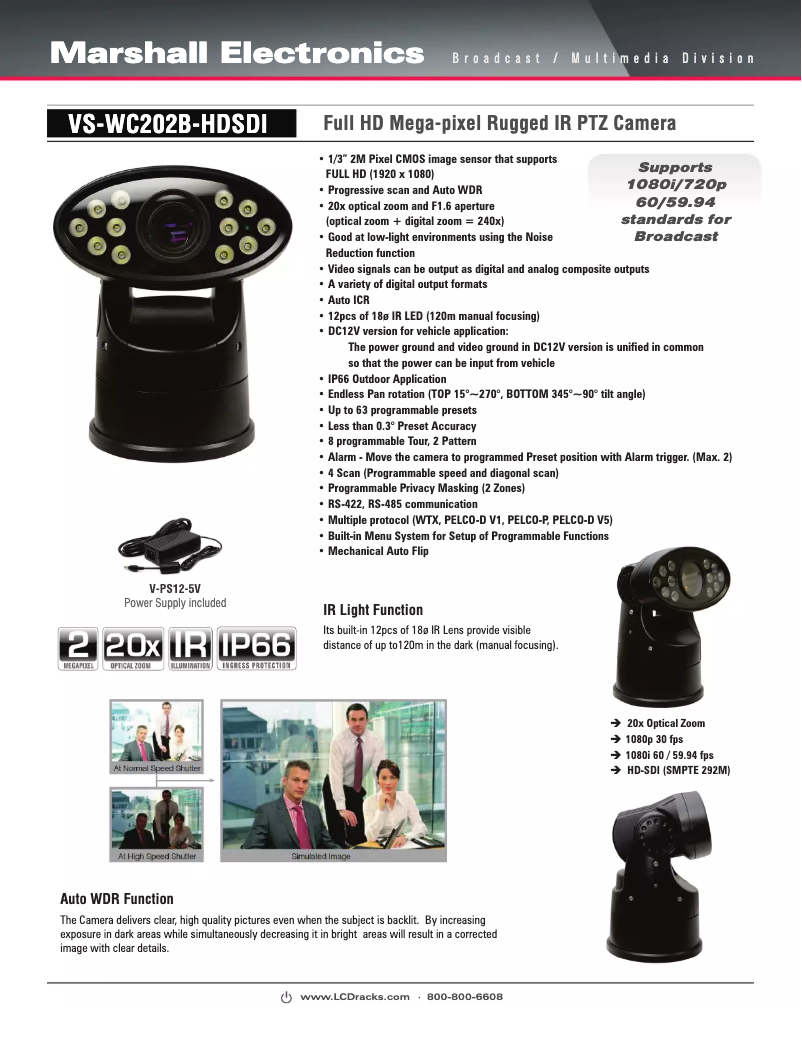 Page 1 de la notice Manuel utilisateur Marshall Electronics VS-WC202