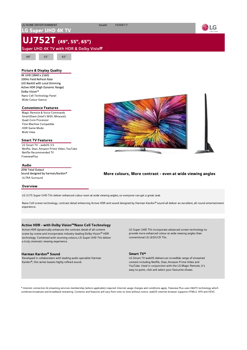 Page n°1 - Fiche technique LG 49UJ752T