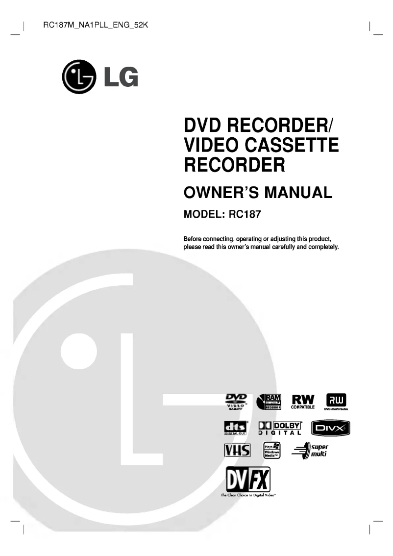 Page 1 de la notice Manuel utilisateur LG RC187