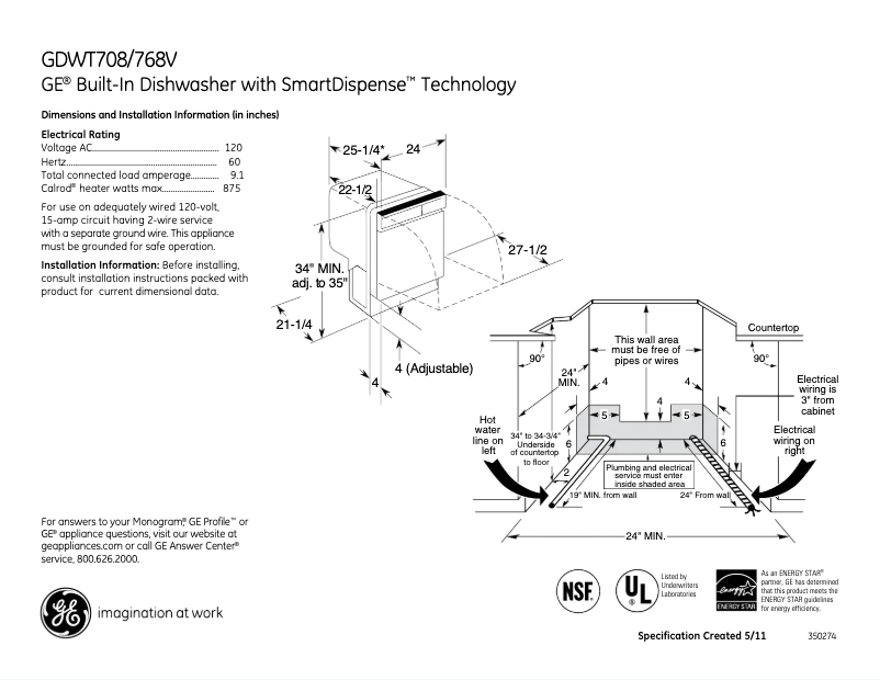 Image de la première page du manuel de l'appareil GDWT708VWW