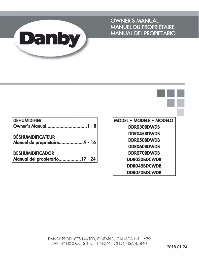 Page 1 de la notice Manuel utilisateur Danby DDR060BDWDB